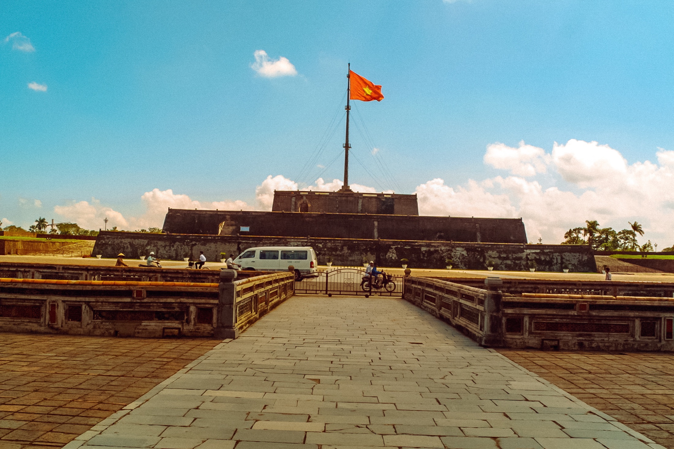 Vietnamese flag flying above the Hue Imperial Citadel